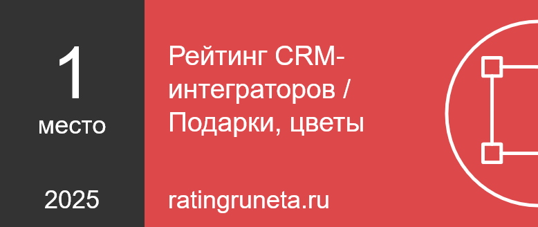 1 место — Рейтинг CRM-интеграторов, сфера «Подарки, цветы», Рейтинг Рунета 2025